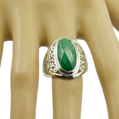 Araya Green Solitaire Ring with Intricate Design