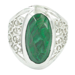 Araya Green Solitaire Ring with Intricate Design Malachite Green