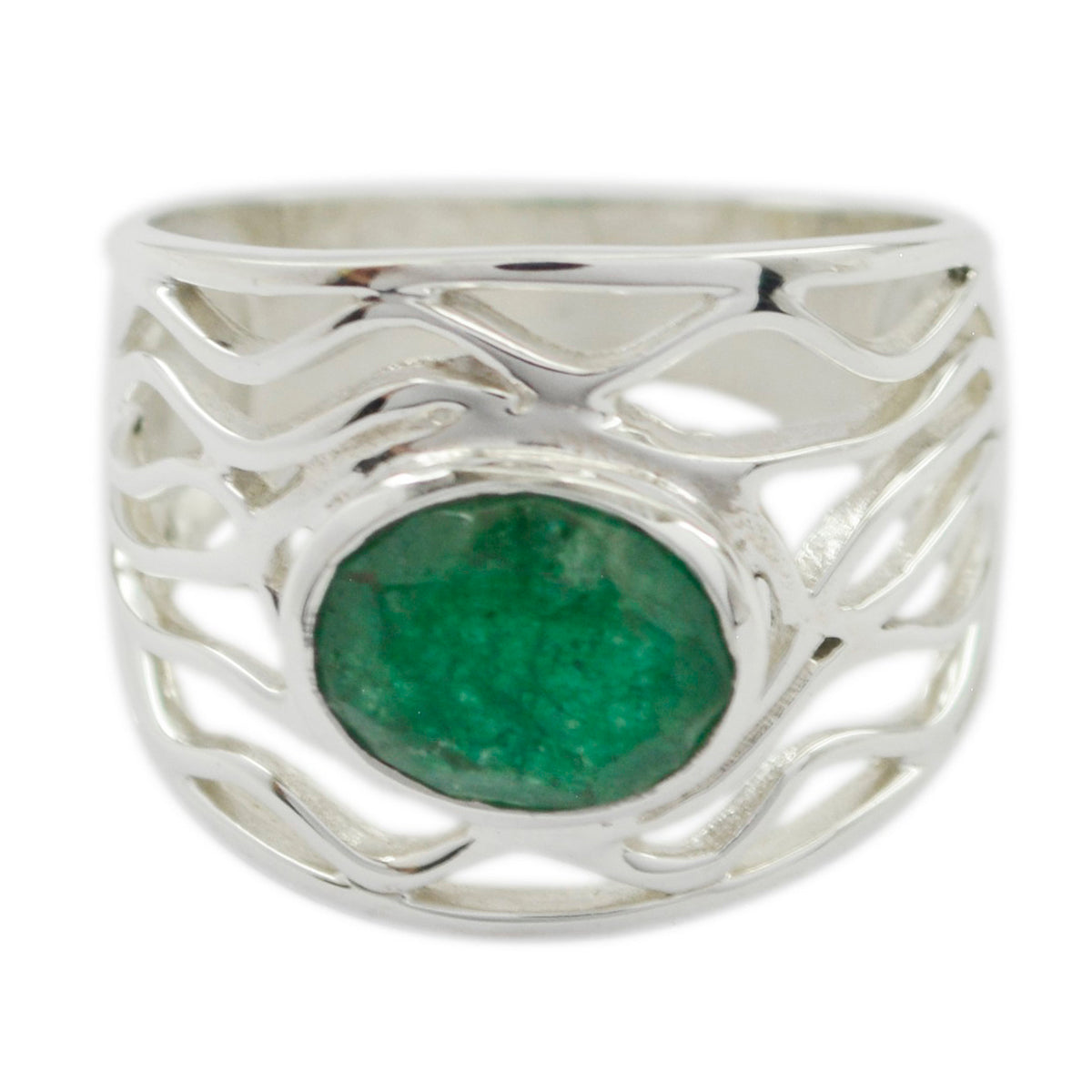 Bianca Rope-Wire Green Solitaire Ring Indian Emerald Green
