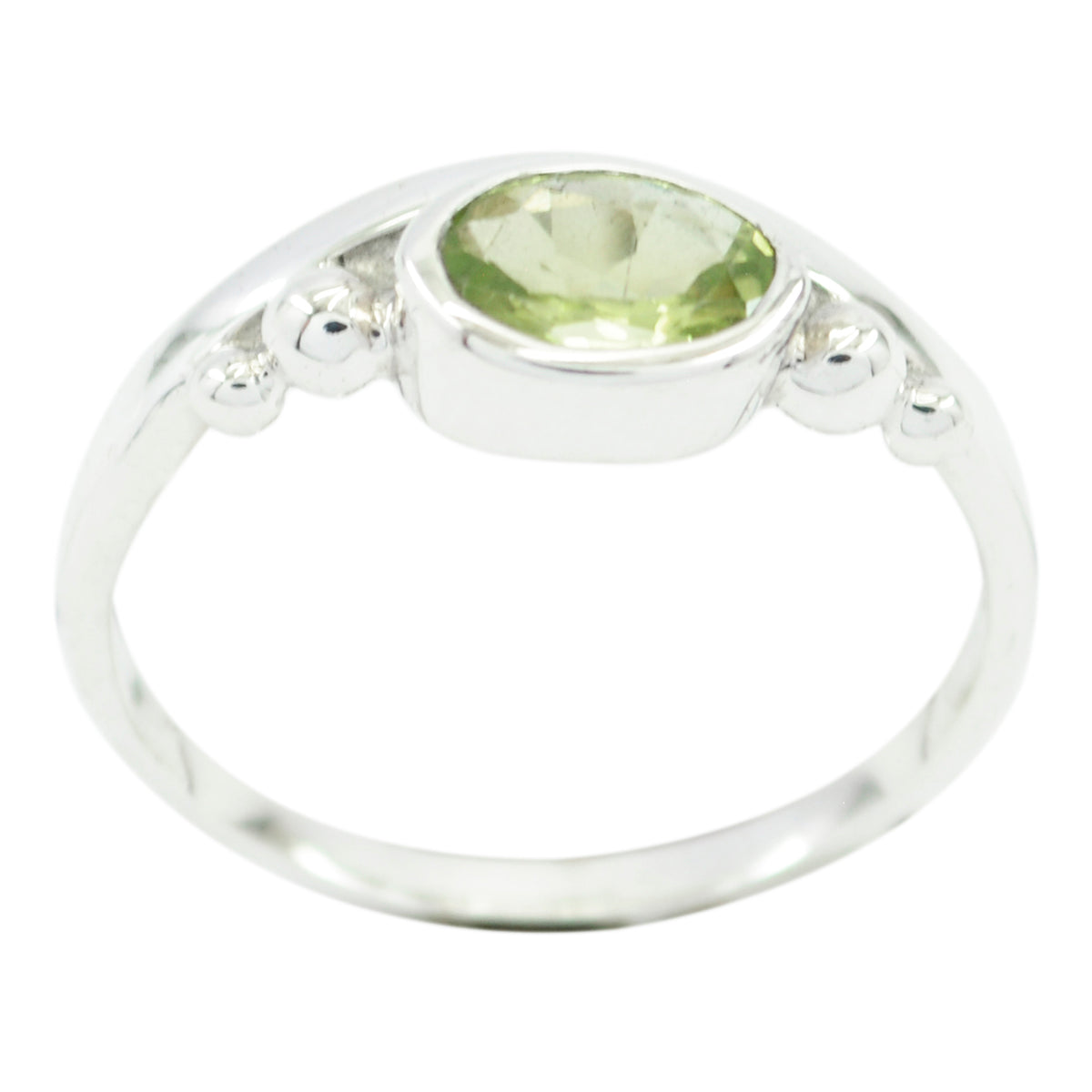 Hanna Green Solitaire Ring in Silver for Everyday Glam Peridot Green