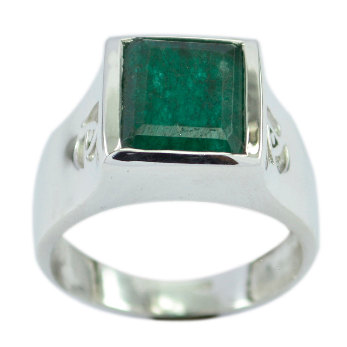 Hannah Green Solitaire Ring with Square Gemstone Indian Emerald Green