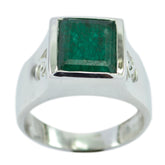 Hannah Green Solitaire Ring with Square Gemstone Indian Emerald Green