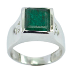 Hannah Green Solitaire Ring with Square Gemstone Indian Emerald Green
