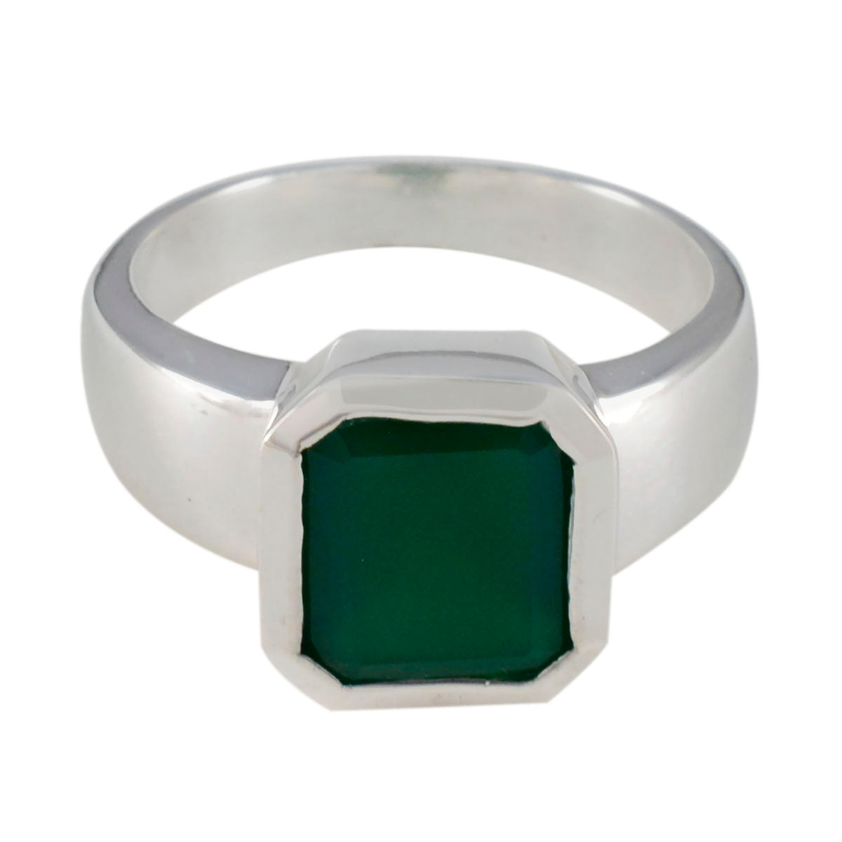 Bianca Green Solitaire Ring in Sterling Silver Green Onyx Green