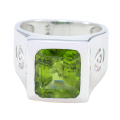 Bruna Green Solitaire Ring Sterling Silver Square Gem Peridot Green