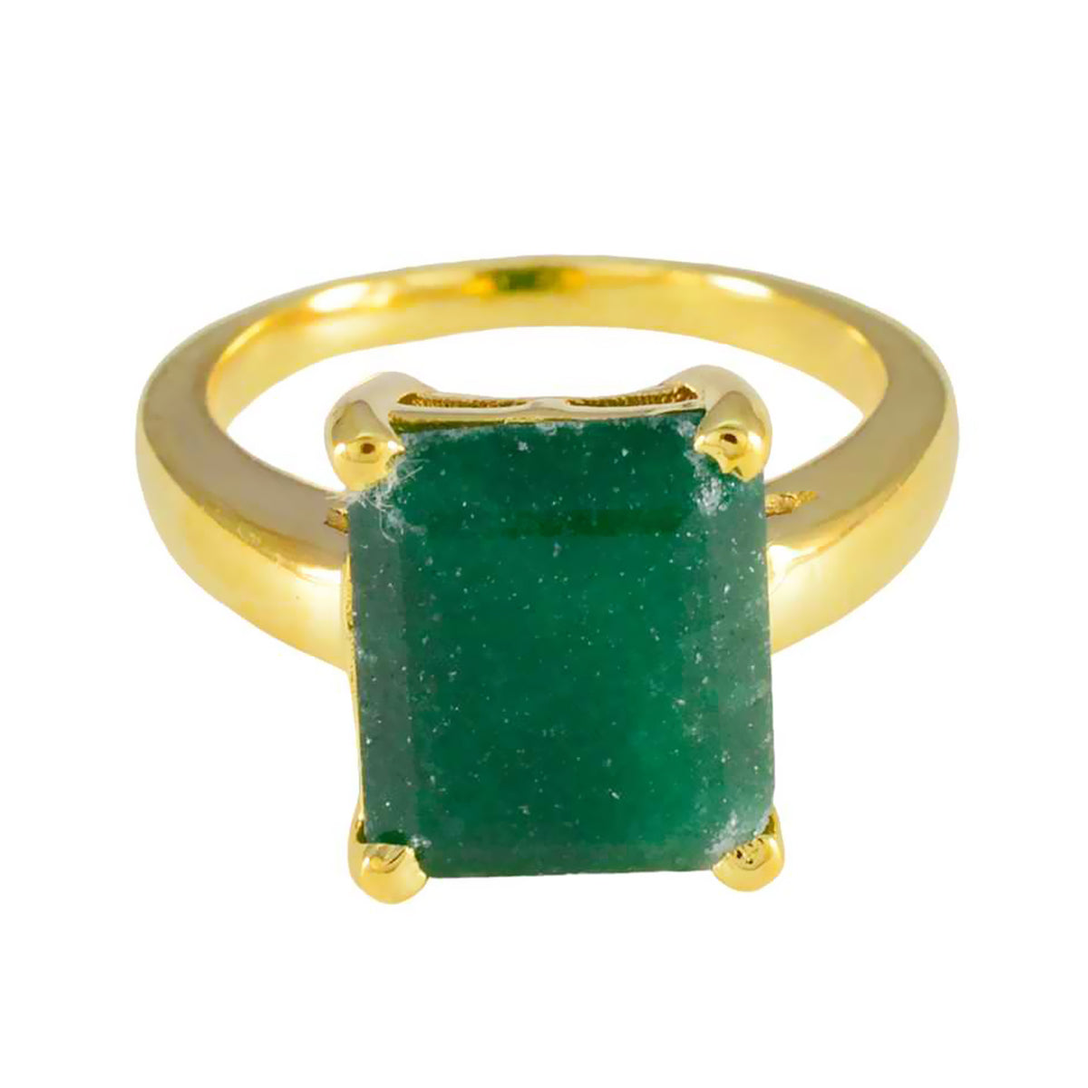 Paula Green Solitaire Ring with Gold-Plated Band Indian Emerald Green