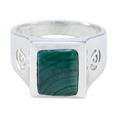 Harper Green Solitaire Ring with Square Gemstone Malachite Green