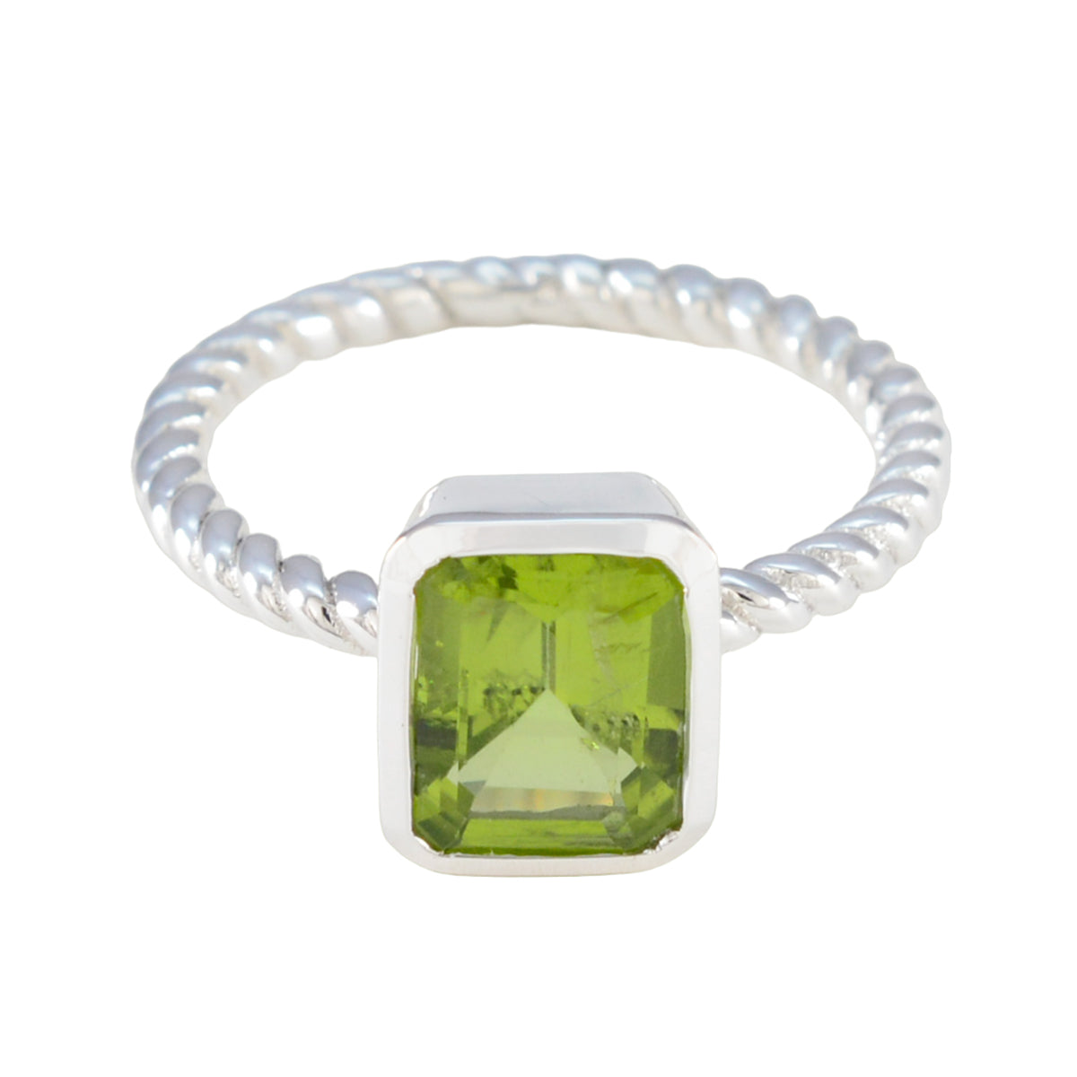 Lakshmi Trendy Green Solitaire Ring Peridot Green