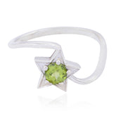 Hua Green Solitaire Ring with Star Design Peridot Green