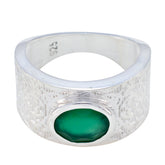 Natcha Art Deco Green Solitaire Ring Green Onyx Green