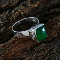 Maria green solitaire ring featuring square green gemstone set in sterling silver band for everyday elegance