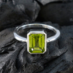 Jia Green Solitaire Ring with Emerald Cut Gemstone