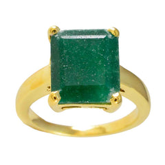 Paula Green Solitaire Ring with Gold-Plated Band
