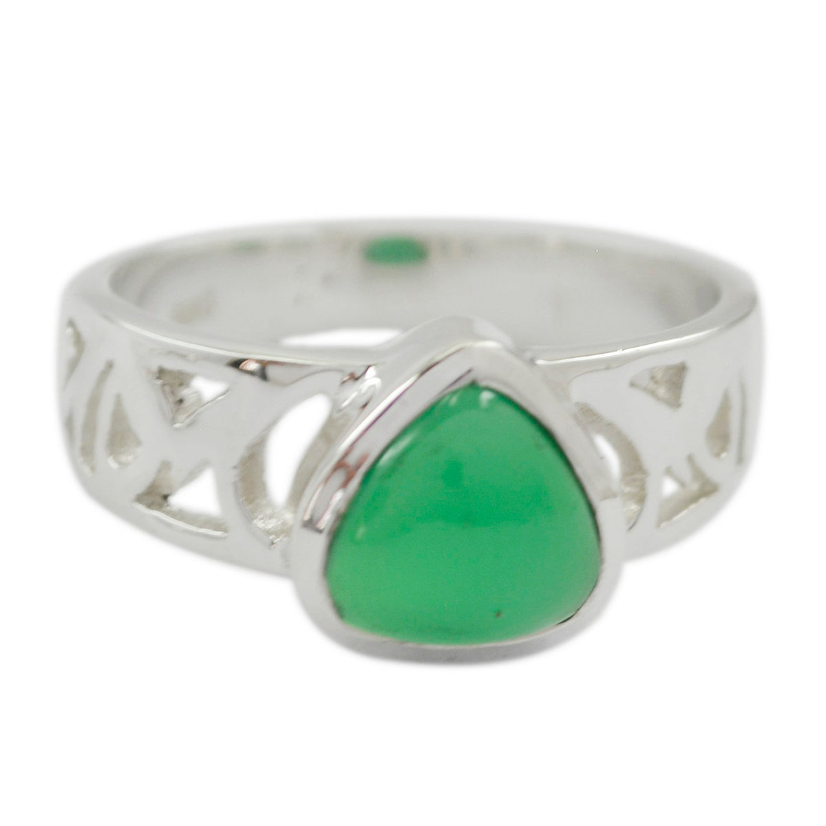 Mila Green Solitaire Ring Silver Band Jewelry Green Onyx Green