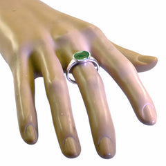 Clara Green Solitaire Ring with Oval Malachite Gemstone