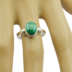 Mia Green Solitaire Ring with Silver Band