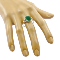 Angeles Green Solitaire Ring with Oval Gemstone
