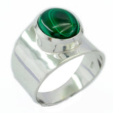 Agustina Green Solitaire Statement Ring in Silver Malachite Green
