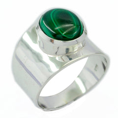 Agustina Green Solitaire Statement Ring in Silver Malachite Green