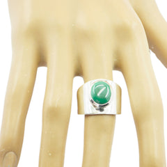 Agustina Green Solitaire Statement Ring in Silver