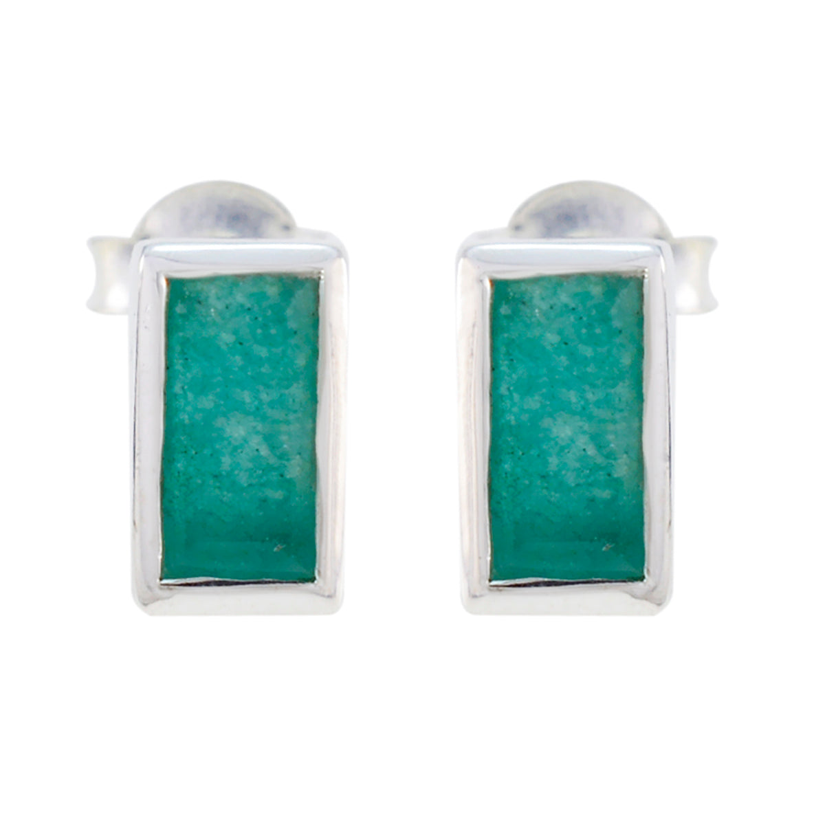 Hanna Green Solitaire Stud Earrings - Chic Gemstone Style Indian Emerald Green Stud