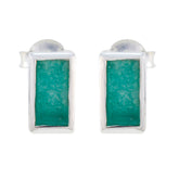 Hanna Green Solitaire Stud Earrings - Chic Gemstone Style Indian Emerald Green Stud