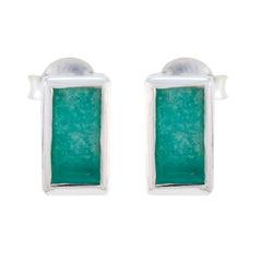 Hanna Green Solitaire Stud Earrings - Chic Gemstone Style Indian Emerald Green Stud