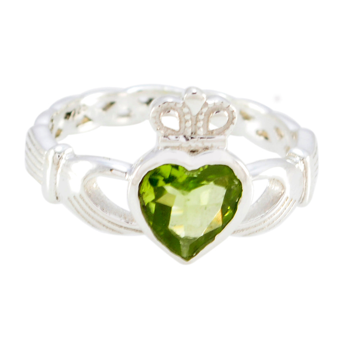 Skylar Green Solitaire Wedding Ring with Heart Gemstone Peridot Green