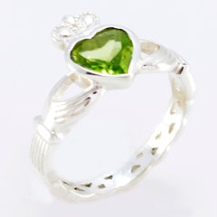 Skylar Green Solitaire Wedding Ring with Heart Gemstone