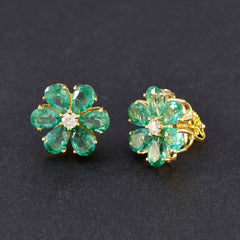 Araya Green Stud Earrings with Floral Design