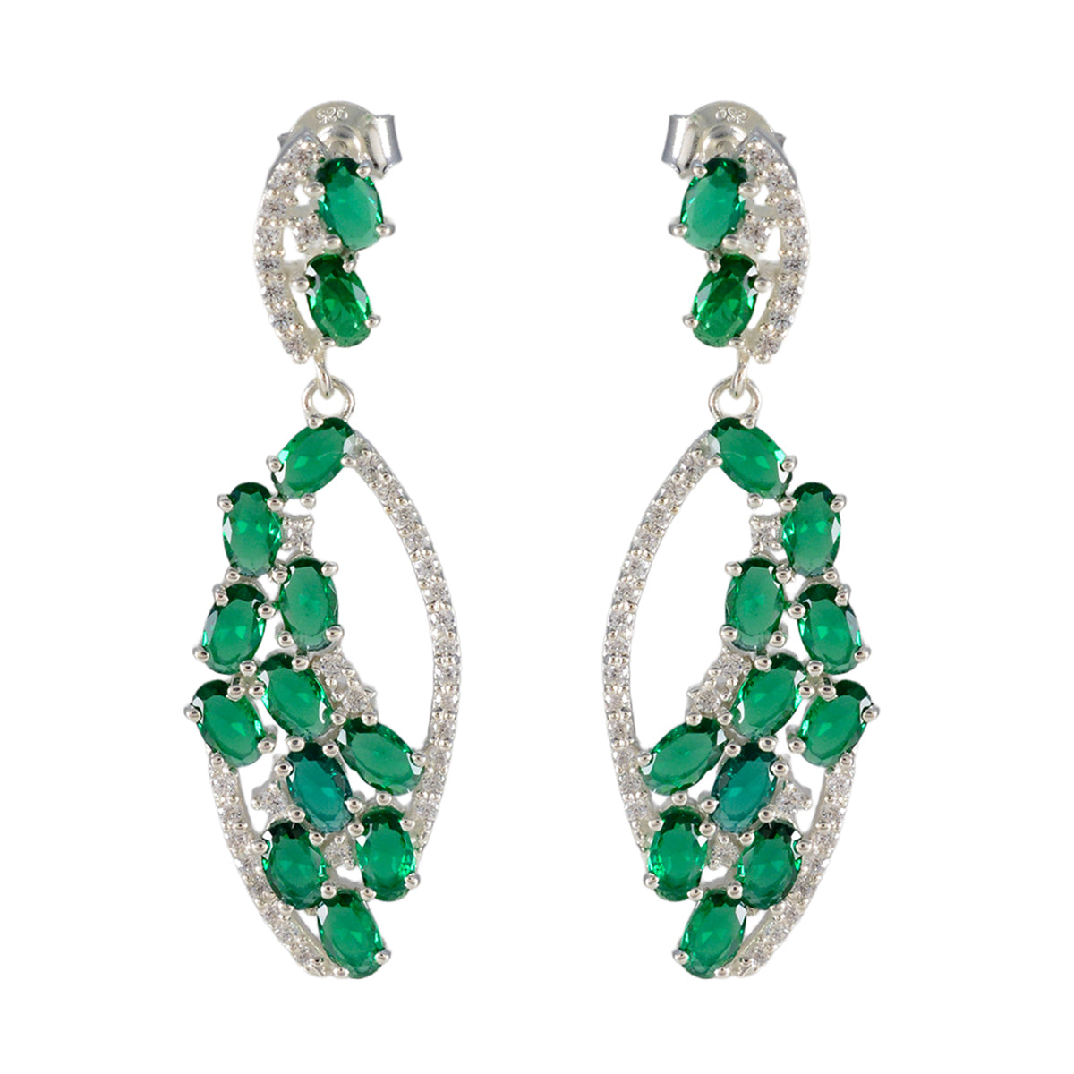 Kristine Green Stud Earrings India for Stunning Style Emerald CZ Green Stud