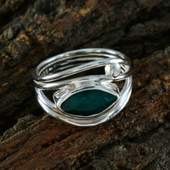 Sophia sterling silver ring with marquise green gemstone and small clear accent in green toi et moi ring