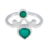Nisa silver green toi et moi ring with round green stone and teardrop green stone accent