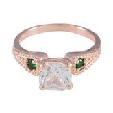Jia green trilogy ring for women with rose gold band and central clear gemstone