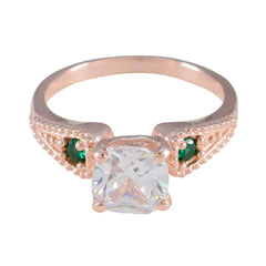 Jia green trilogy ring for women with rose gold band and central clear gemstone