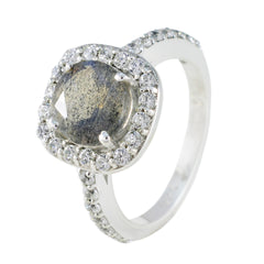 Hazel Grey Gemstone Halo Ring with Sparkling Diamonds