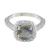 Hazel Grey Gemstone Halo Ring with Sparkling Diamonds Labradorite Gray