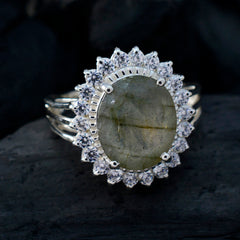 Scarlett Grey Gemstone Halo Ring with Silver Band