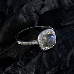 Hazel Grey Gemstone Halo Ring with Sparkling Diamonds