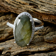 Dewi Grey Gemstone Halo Ring with Sparkling Accents