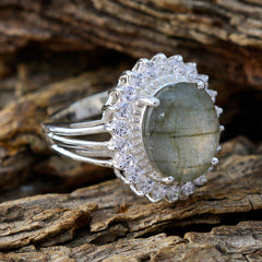 Scarlett Grey Gemstone Halo Ring with Silver Band