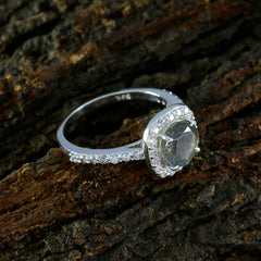 Hazel Grey Gemstone Halo Ring with Sparkling Diamonds