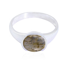 Li Lee Grey Gemstone Ring in Sterling Silver Labradorite Gray