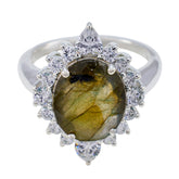 Charlotte Grey Halo Ring for Women with Gemstones Labradorite Gray