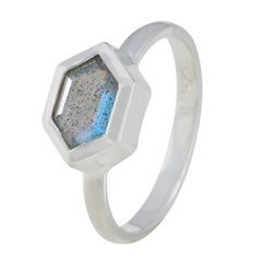 Jiwoo Grey Solitaire Gemstone Ring in Silver