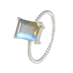 Penelope Grey Solitaire Gemstone Ring with Silver Band