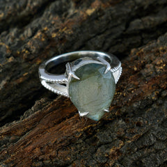 Teresa Grey Solitaire Gemstone Ring with Silver Band