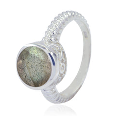 Aria Grey Solitaire Gemstone Ring with Textured Band