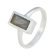 Julia Grey Solitaire Ring with Rectangular Gemstone