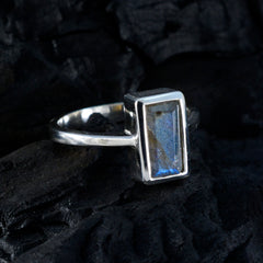 Julia Grey Solitaire Ring with Rectangular Gemstone